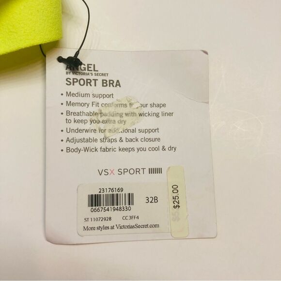 Victoria's‎ Secret VSX Angel Sport Bra Size 32B Colorful Strappy Memory Fit NEW - Picture 7 of 11